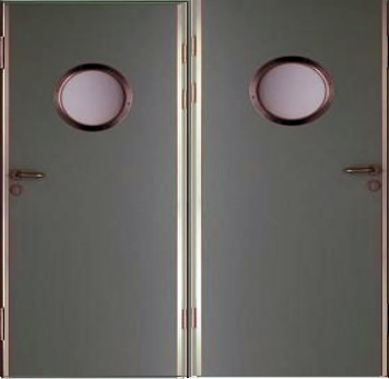 Стальная противопожарная дверь с НЦ покрасом и стеклом ПП-30